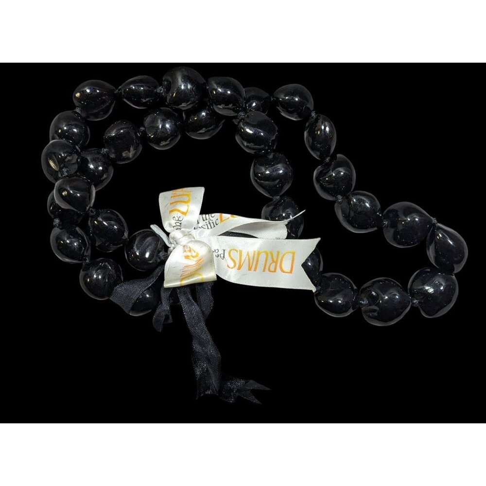 Drums Of The Pacific Black Hawaiian Kukui Nut Necklace
